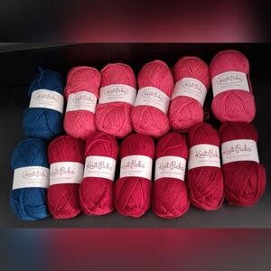 NWT Lot Of 13 Knit Pick Burgundy/Blue/ Pink Peruvian Highland & Merino Wool Yarn